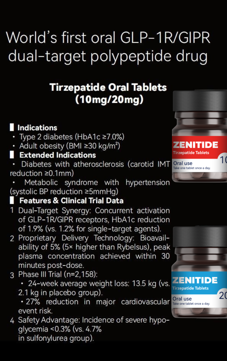 SlimEase Tirzepatide Comprimidos orales 20 mg / 20 comprimidos por frasco